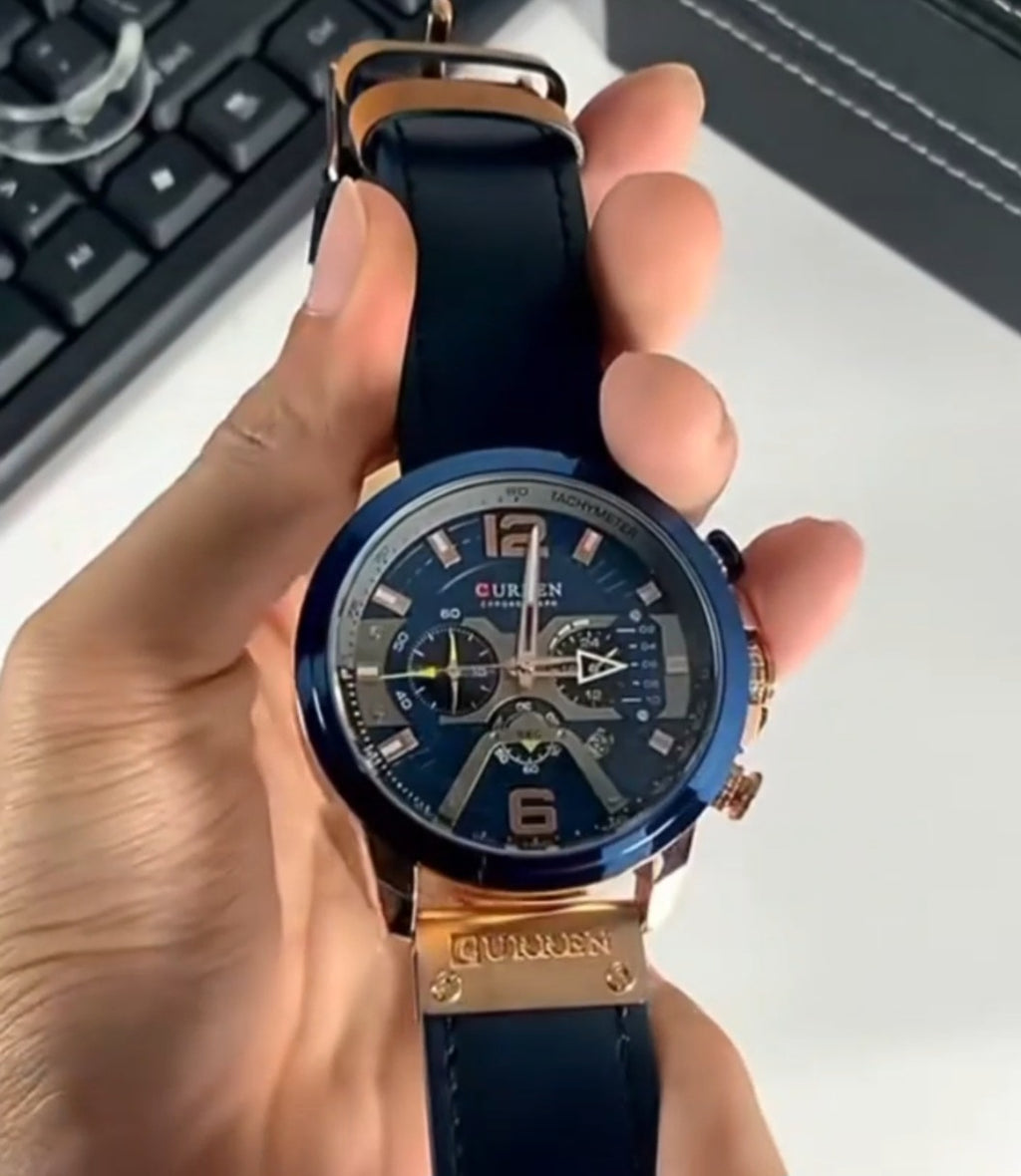 Curren 8329 Linha Titan – Presença Forte no Pulso/ couro militar
