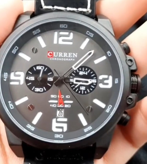 Curren 8314 Linha Vanguard – Presença Esportiva com Elegância Moderna/ pulseira couro, quartzo