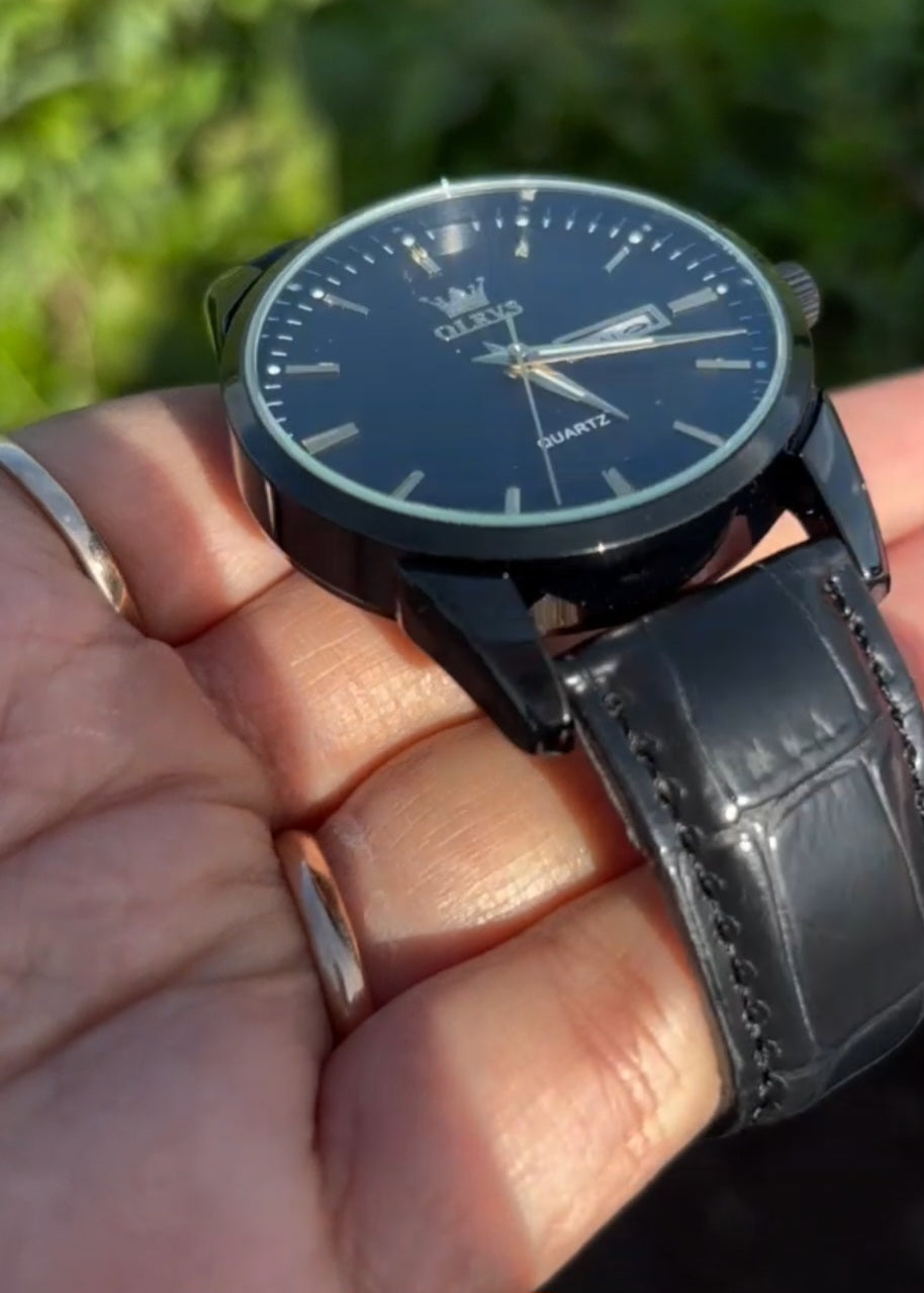 Linha Heritage – Elegância que Define Presença OLEVS 6898 -Relógio de quartzo impermeável, pulseira de couro
