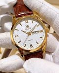 Linha Heritage – Elegância que Define Presença OLEVS 6898 -Relógio de quartzo impermeável, pulseira de couro