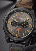Curren 8314 Linha Vanguard – Presença Esportiva com Elegância Moderna/ pulseira couro, quartzo