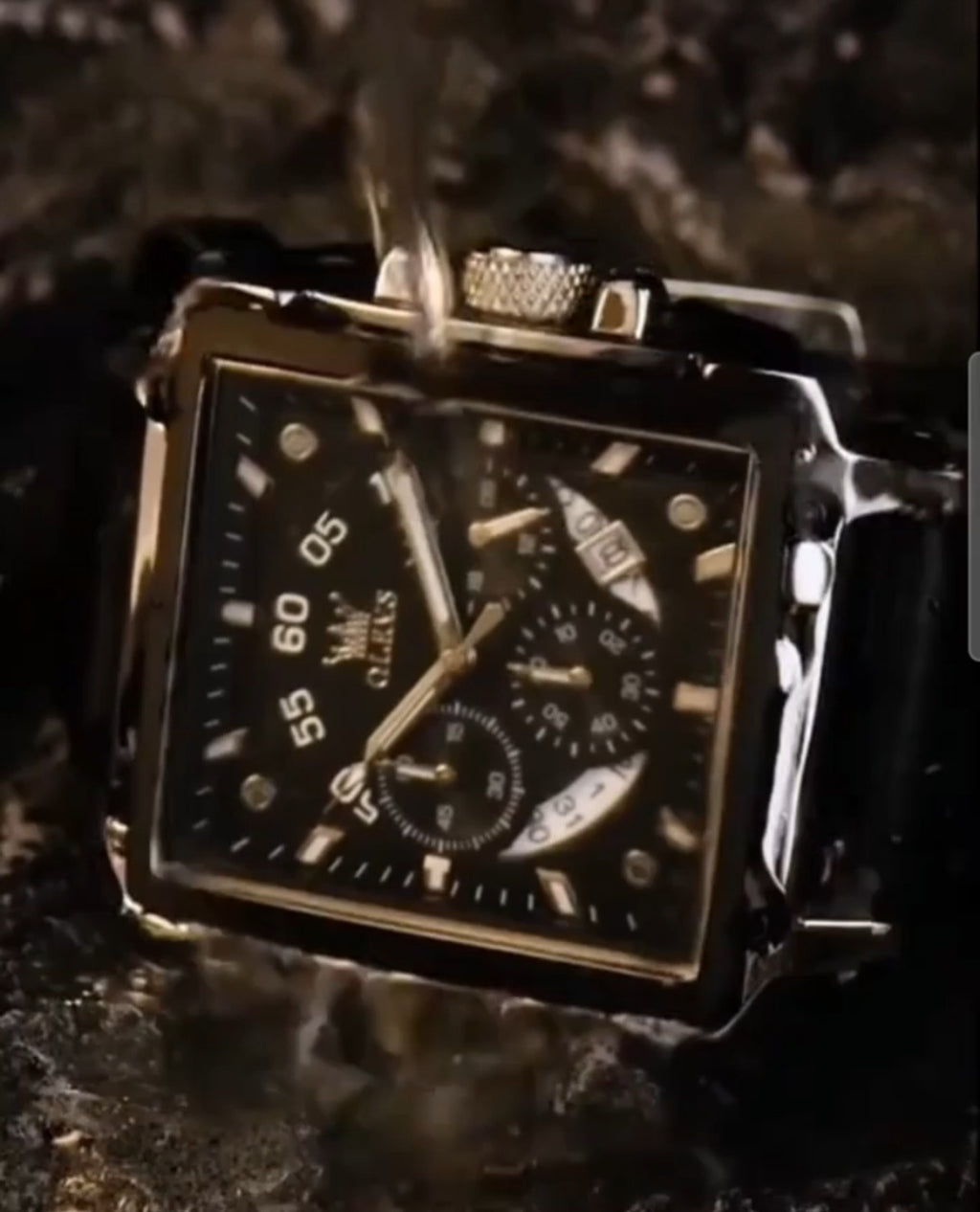 Relógio Masculino Cronógrafo Quadrado  – Luxo e Presença Marcante