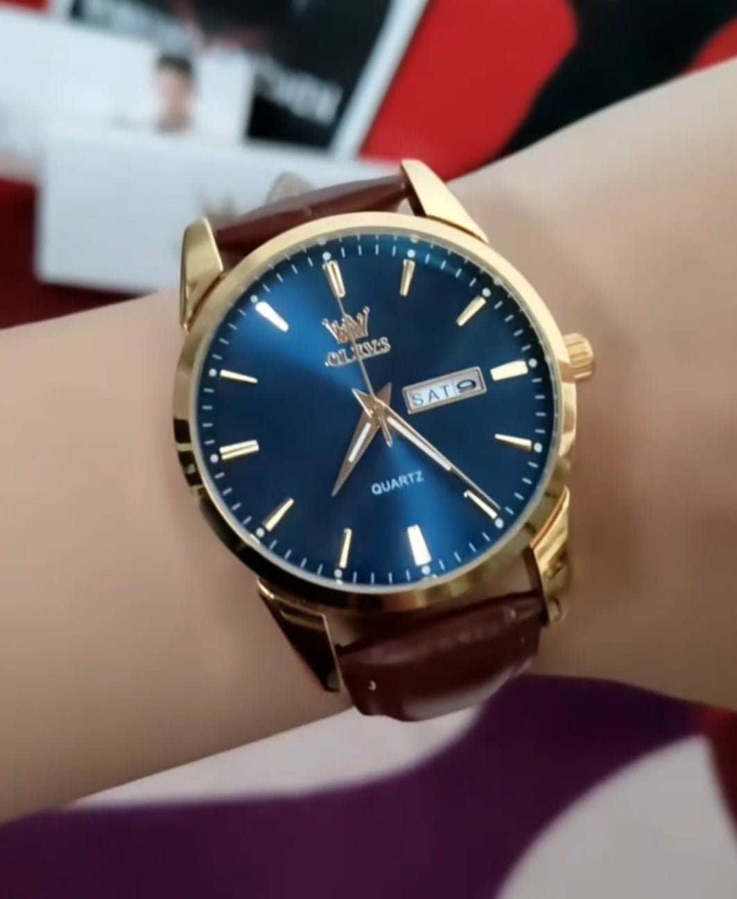 Linha Heritage – Elegância que Define Presença OLEVS 6898 -Relógio de quartzo impermeável, pulseira de couro