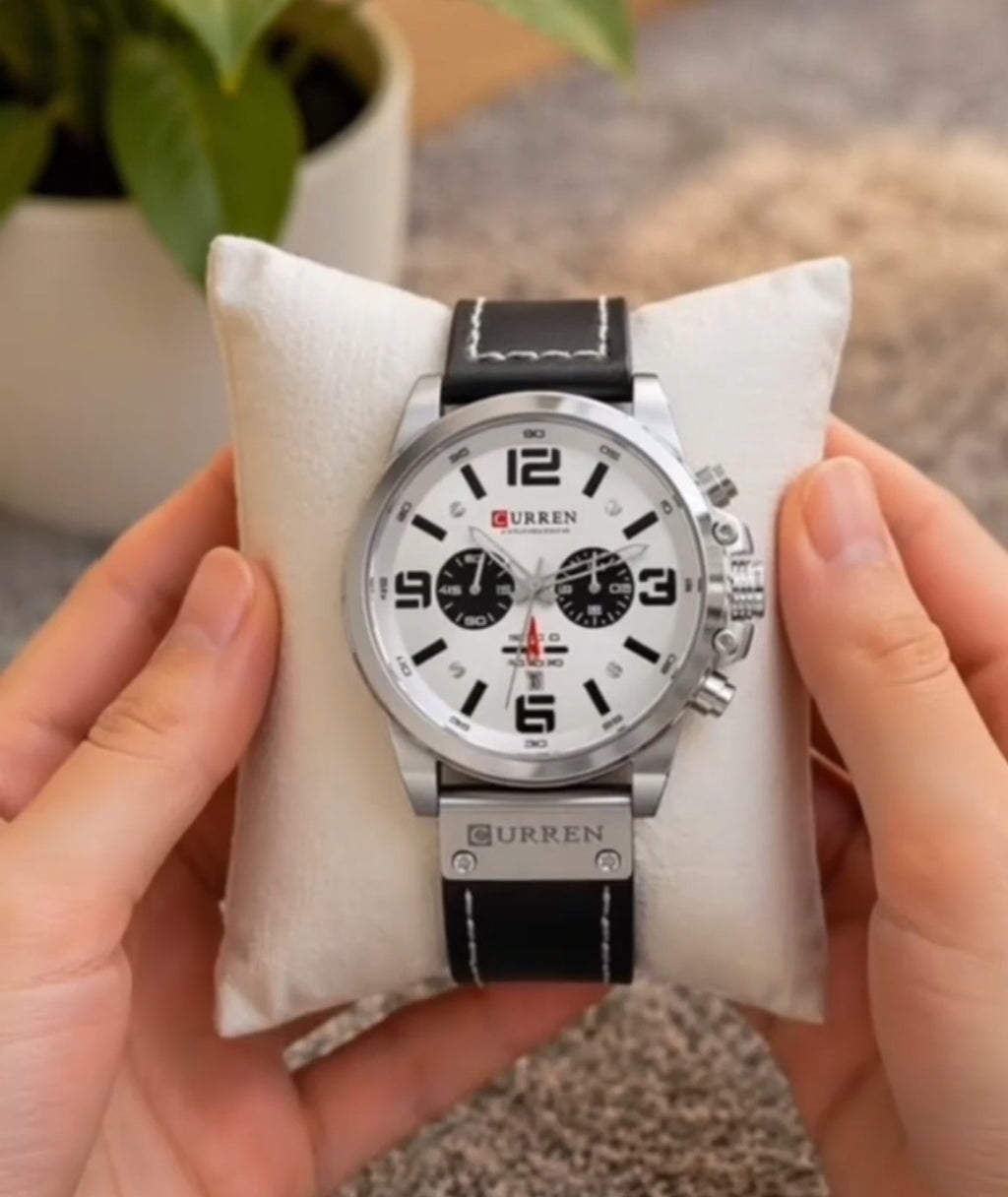 Curren 8314 Linha Vanguard – Presença Esportiva com Elegância Moderna/ pulseira couro, quartzo