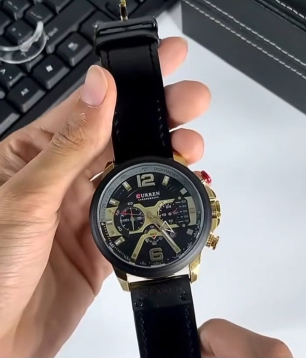 Curren 8329 Linha Titan – Presença Forte no Pulso/ couro militar