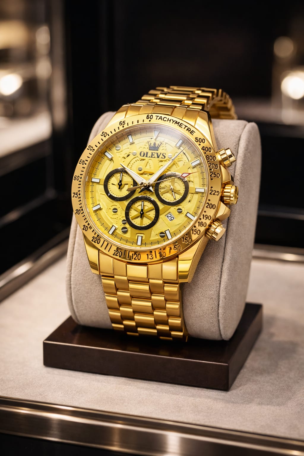 Relógio Masculino Cronógrafo Dourado – Luxo, Imponência e Alta Performance