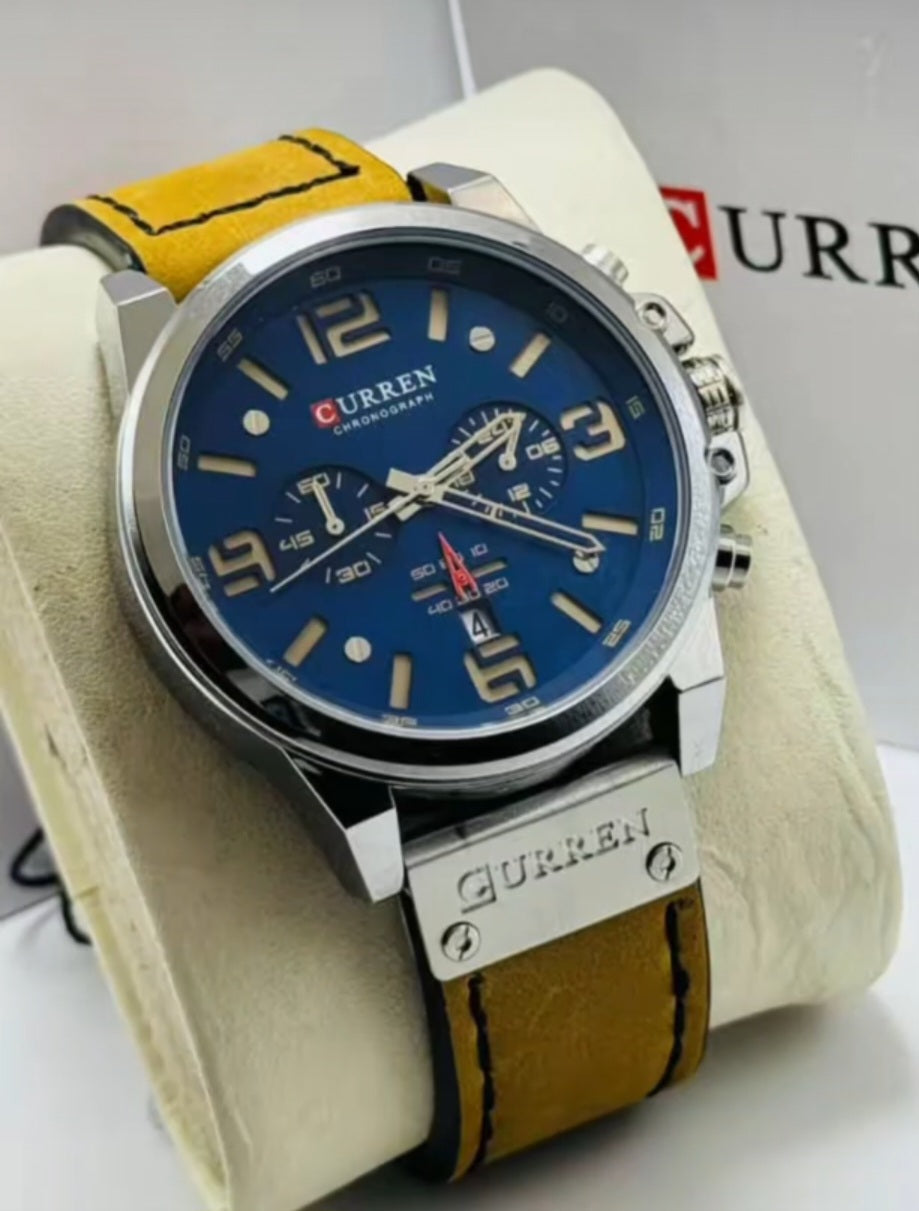 Curren 8314 Linha Vanguard – Presença Esportiva com Elegância Moderna/ pulseira couro, quartzo